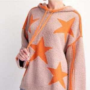 Easel Star Print Soft Knit Hoodie NWT